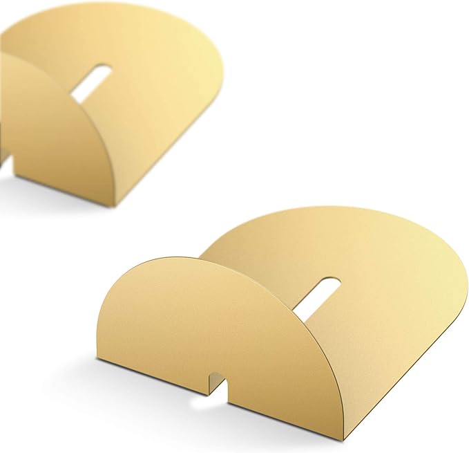 Runway Gold Bookends for Books,1 Pair Metal Book Holders for Office Shelves Adults & Kids Gift(Gold)