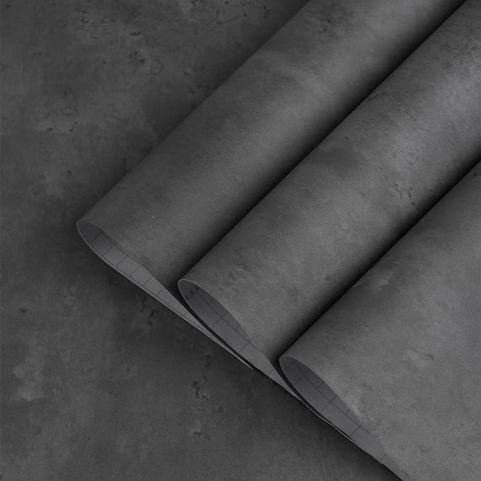 48x354inch Extra Wide Concrete Cement Texture Wallpaper Peel and Stick Dark Grey Countertop Contact Paper Matte Thicken Adhesive Waterproof Vinyl Wall Sticker for Bedroom Living Room [Charcoal Gray]