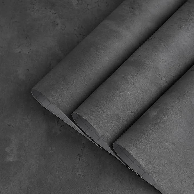 32x78inch Extra Wide Grey Concrete Wallpaper Peel Stick Dark Cement Look Contact Paper Matte Thicken Adhesive Waterproof Vinyl Wall Stickers for Apartment Office Modern Industrial Style Charcoal Gray