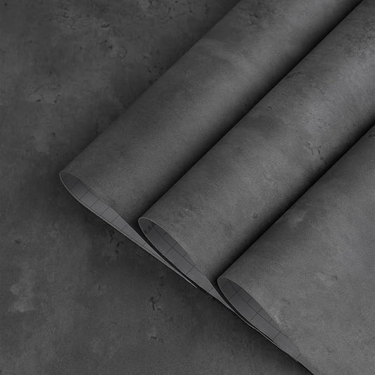 TOTIO Dark Grey Concrete Wallpaper Peel Stick Cement Look Countertop Contact Paper 16x118in Matte Thick Adhesive Waterproof Vinyl Wrap DIY Decorative Wall Sticker Modern Industrial Style Charcoal Gray