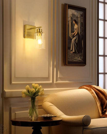 Rechargeable Wall Sconce, Gold Battery Operated Wall Sconce Set of 2 with Timer Function, Easy Install Dimmable Wireless Wall Lamps for Living Room, Bedroom, Hallway, Entryway Decor 3000K