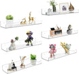 Wall Mount Acrylic Shelf 15 Inch Floating Shelf for Wall Decor Plants Books Records Heavy Duty Clear Display Shelf Bathroom Bedroom Living Room Storage Organization (6, Clear)