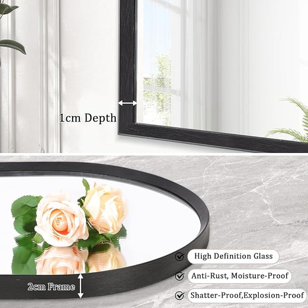 Arch Bathroom Mirror, Wall Mounted Mirror, Black Vanity Wall Mirror Metal Frame Home Decor for Bedroom, Entryway, Living Room 20"x16"