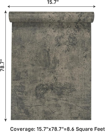 VaryPaper 15.7''x78.7'' Thick Weathered Concrete Wallpaper Peel and Stick Textured Cement Contact Paper Waterproof Self Adhesive Vinyl Concrete Wall Paper Roll for Bathroom Kitchen Countertops Table