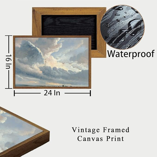 OIQArtOIQ Vintage Landscape Canvas Wall Art Framed Natural Scenery Painting Artwork Prints France Country Wilderness Farmhouse Decor Pictures Kitchen Bedroom Living Room Bathroom