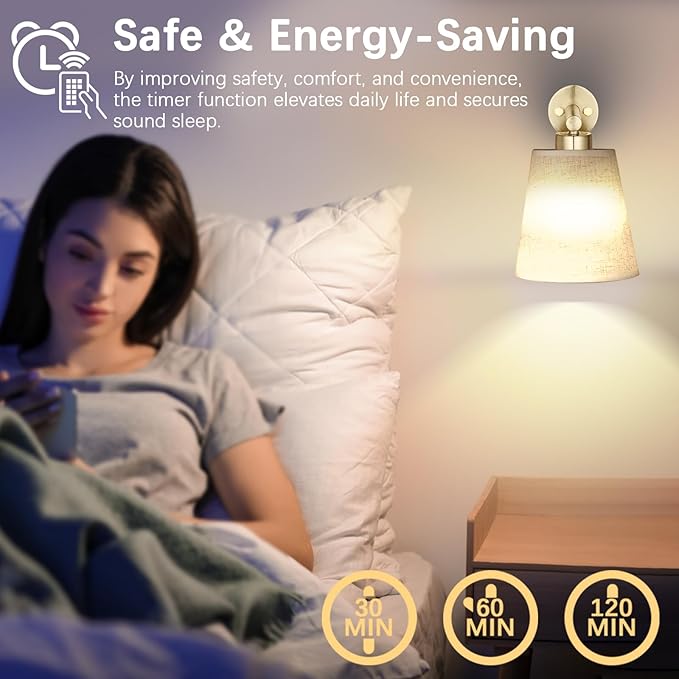 Battery Operated Wall Sconce Set of 2,Gold Rechargeable Wall Lights with Lampshade Dimmable RGB Bulbs and Remote,15 Colors Wireless Wall Lamps for Bedroom Living Room (Gold-3P)