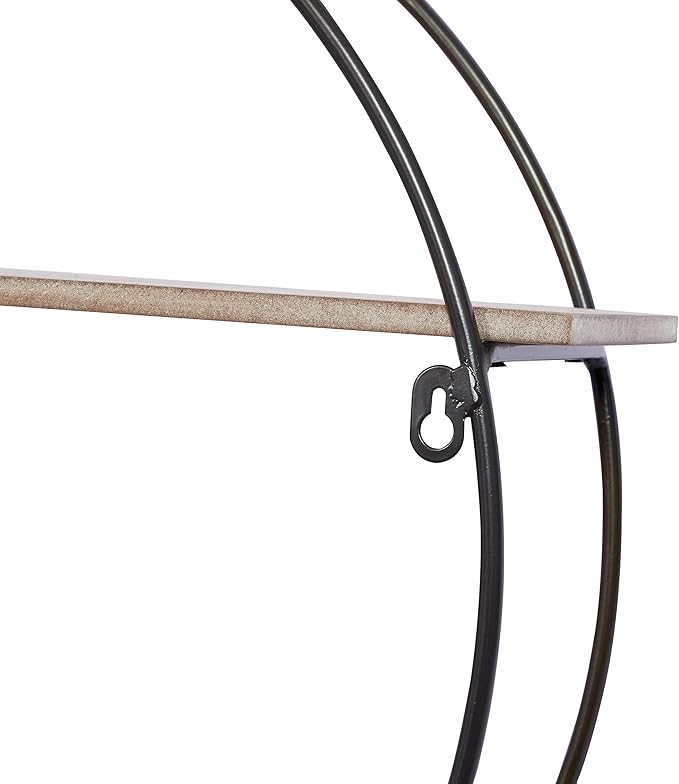 Deco 79 Metal Geometric Wall Shelf Overlapping Circle 5 Level with Wood Accents, 34" x 7" x 20", Black