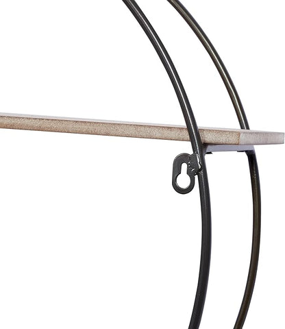 Deco 79 Metal Geometric Wall Shelf Overlapping Circle 5 Level with Wood Accents, 34" x 7" x 20", Black