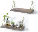 MITIME Leaf Rope Hanging Floating Shelves, Wall Swing Storage Shelf for Home Decor.17, 2-Pack (Retro Color)