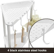 Orimade Rustproof 4 Tier Floor Standing Corner Shower Caddy Organizer, Plastic Metal Splicing Floor Corner Shelf Rack Stands for Bathroom, White