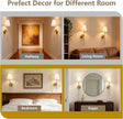 DORESshop Upgraded 4 Rechargeable Bulbs Battery Operated Wall Sconce Set of 2, 15 Color Wireless Wall Sconces Set of 2, Sconce Wall Decor Set of 2 for Bedroom, Living Room, Brushed Gold 24.6in