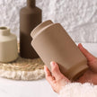 Ceramic Vase Set of 3 Terracotta Brown Beige, Modern Small Flower Vases for Home Decor, Boho Farmhouse Rustic Decorative Vases for Living Room Table Shelf Kitchen Bedroom Centerpieces