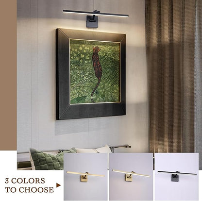 Black 23.6 Inch LED Dimmable Lights for Pictures On Wall Hard Wired Gallery Light Modern Artwork Wall Lamps, Warm White Picture Lights Art Display Light for Paintings Portrait