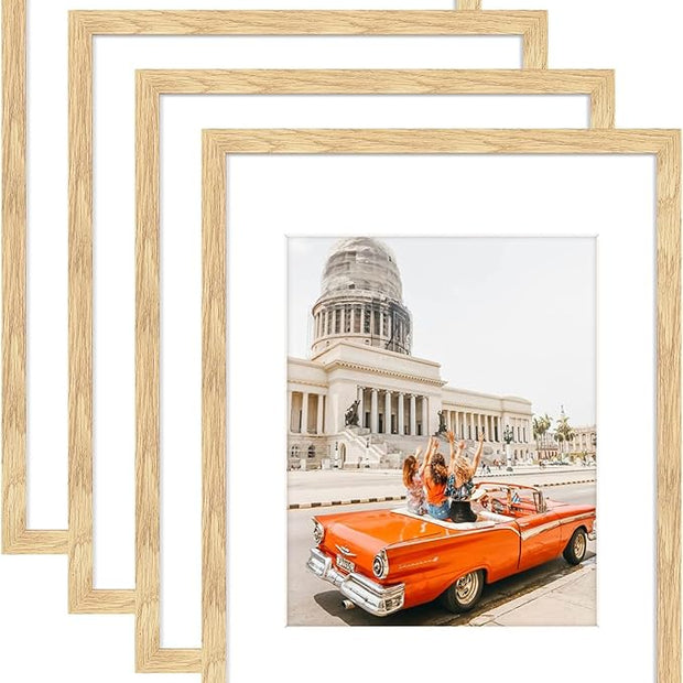 ATOBART 11x14 Picture Frame Set of 4,8x10 with Mat or 11x14 Without Mat with Perspex Glass Vertical or Horizontal Tabletop Display, Paintings, Posters, Artwork, Birthday Christmas Gift