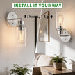 1-Light Bathroom Wall Sconce with Clear Glass Shade, Modern Vanity Light Fixture Over Mirror for Bathroom, Bedroom, Hallway, Living Room-Brushed Nickel