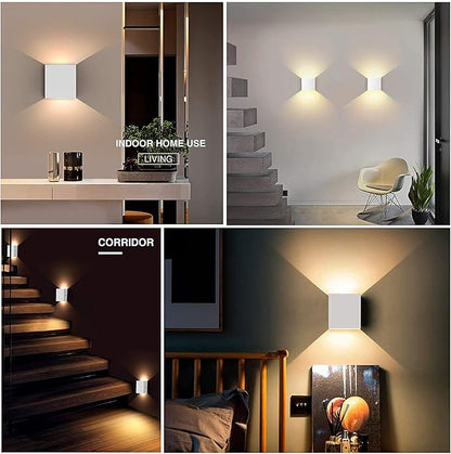 Lightess Modern Wall Sconce Mini 10W White Hardwired, Set of 2 Up Down Wall Mount Lights Indoor Mini Metal LED Wall Lamp for Living Room Bedroom Hallway Decor, Warm White, O1181TP
