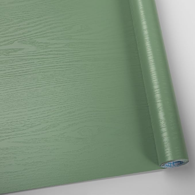 Wood Contact Paper Green Peel and Stick Wallpaper,Thickened No Tearing Vinyl Wrap Sticker, Self Adhesive Waterproof Faux Wood Grain Wallpaper Covering Cabinets Desk Furniture Decoration 17.7" x 78.7"