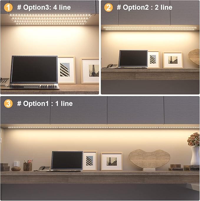WOBANE LED Cabinet Lights,4 PCS 20inch LED Strip Lights Kit,Under Counter Lighting for Kitchen,Under Desk,Shelf,Display Case,Furniture, 120 LEDs,1200 Lumen,4000K Natural White