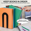 Chunful 6 Pcs Modern Metal Book Ends for Shelves Decorative Small Bookends Book Shelf Organizer Minimalist Design Stopper to Hold Books for Home Office (Black,7.5 * 5.75 * 3.5inch)