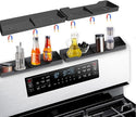 30 Inch Magnetic Silicone Stove Top Shelf, Heat Resistant Spice Rack for Kitchen, Space Saving Organizer with 6 Sticky Pads, Fits Back of Stove（Black 30''x3.8''）