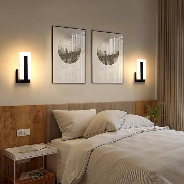 Modern Wall Sconces Set of Two, Led Wall Light 7w Dimmable Light Hardwired Acrylic Wall Light Lighting, Suitable for Living Room Corridor Bedside (Warm White 3000K 2Pack)