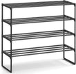 SONGMICS Shoe Rack, 4-Tier Shoe Organizer, Metal Storage Shelf, Upright or Upside Down, for 20-25 Pairs, Stackable, for Entryway, 11.8 x 36.2 x 29.1 Inches, Black ULSA14BK