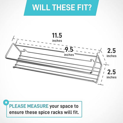 Spice Rack Wall Mounted 4 Tier – Space-Saving Kitchen Spice Organizer for Seasonings – Screw or Adhesive Hanging – Wall Mount Hanging Spice Rack for Wall, Cabinet, Pantry Door