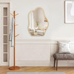 Irregular Mirror for Wall Gold Modern Asymmetrical Large Mirror Wooden Framed Hanging Wall Mirror Unique Shape Vanity Cloud Mirror Decor Decorative for Bedroom Bathroom Living Room Entryway