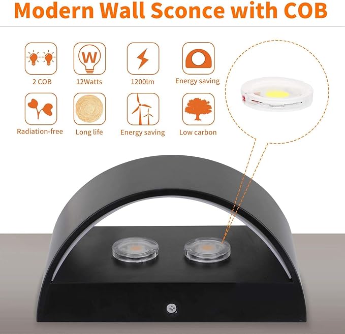 Lightess Modern Wall Sconces Indoor Wall Lamp Dimmable LED Up Down Wall Lamp 12W for Bedroom Living Room Staircase, Cool White