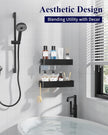 Kitsure Shower Caddy - 2 Pack Adhesive Shower Organizer, Rustproof Metal Shelves, No-Drill Bathroom Organizers and Storage, Black, Large