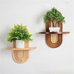 Modern Rattan Wall Shelf, Arched Rattan Wall Shelf, Decorative Wall Flower Stand, Bohemian Style Hanging Shelf, Pastoral Style, Suitable for Bedroom, Living Room and Balcony(Brown)