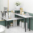 Homode Bathroom Counter Corner Shelf, 3 Tier Kitchen Countertop Organizer for Over The Sink, Make Up, Dresser Table, White Marble