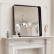 Koonmi Black Wall Mirror for Bathroom, 30x30 Inch Matte Deep Framed Rounded Rectangle Vanity Mirror for Farmhouse Living Room, Tempered Glass, Anti-Rust, Vertically or Horizontally