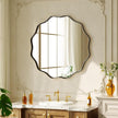 20 Inch Scalloped Round Wall Mirror, Black Wavy Edge Frame Circle Mirror for Bathroom, Bedroom, Entryway, Living Room for Wall Decor
