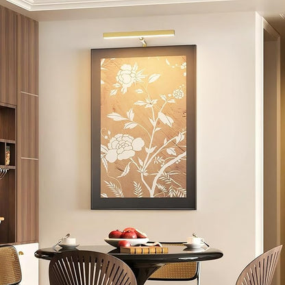 4W Plug in Picture Light for Paintings with Remote Control, 12" LED Art Display Lighting for Gallery, Dartboard, Artwork, Gold Wall Mounted Picture Frame Light