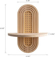 Wooden Arched Floating Shelf - Boho Decor Wall-Mouted Shelves Book Display Rattan Shelf for Bedroom Living Room Bathroom Nursery Home Office 14.5