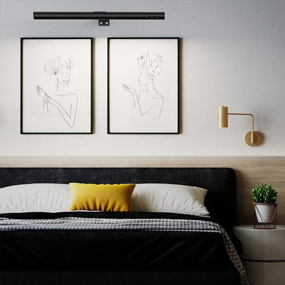 19.7inch Battery Operated Wireless Picture Light，Remote Control Painting Display Lights, Rechargeable Wall Lights with Three Modes and Power Display for Art Frame
