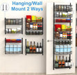 Over the Door Pantry Organizer, 8-Tier Over the Door Organizer with Adjustable Basket, Pantry Door Organization for Pantry Kitchen Storage Room Spice Rack, Black