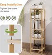AmazerBath 5-Tier Bamboo Bathroom Shelf, Bathroom Standing Shelves, Multifunctional Shelving Unit for Living Room Bedroom Kitchen, Natural Color