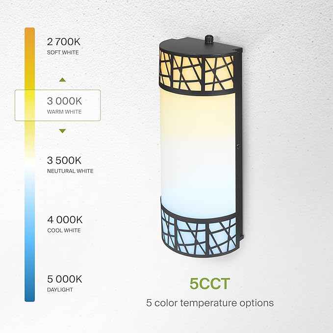 ASD 12 Inch LED Indoor Wall Sconce - Matte Black Modern Dimmable 15W 2700K-5000K Adjustable Wall Mounted Light Fixtures, Wall Lights for Bedroom, Bathroom, Living Room, Hallway Decor - ETL