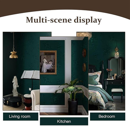 Dimoon 17.7''x118'' Green Peel and Stick Wallpaper Gothic Floral Wall Paper Contact Paper Closeout Renter Friendly Modern Self Adhesive Damask Cabinet Vinyl Roll(118''x17.7'', Green Floral Textured)