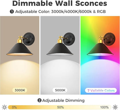 DORESshop Black and Gold Vintage Battery Operated Wall Sconces Set of 2, Wireless Battery Powered Wall Lights with Remote Control, Rechargeable Wall Sconce for Living Room, Bedroom Farmhouse