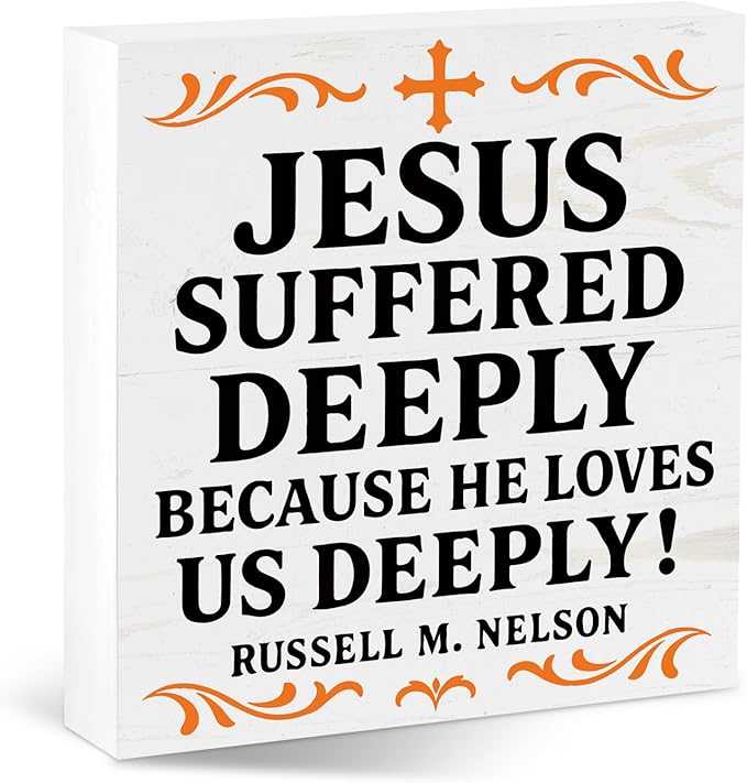 Valentines Desk Decor, Valentine's Day Home Office Table Sign for Wife Daughter from Dad Husband, Valentine Gifts Decorations for Porch Tiered Tray Shelf Party, Jesus Loves Us