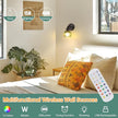 Vintage Battery Operated Wall Sconce with Green Tulip Glass Lampshade Rechargeable Battery Powered Black Wall Light with Remote Control for Bedside Bedroom Doorway