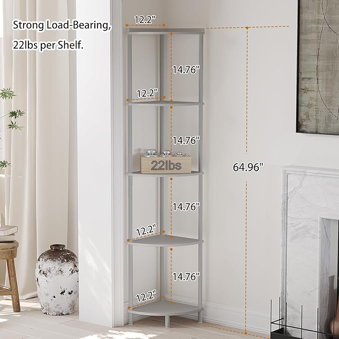SUNMORY 5 Tier Corner Shelf Stand,Industrial 65