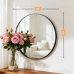 Bathroom Mirror for Wall, 20 Inch Round Mirror, Matte Black Metal Framed Circle Vanity Mirror for Bathroom Bedroom Living Room Entryway, Anti-Rust, Tempered Glass, Hanging or Leaning