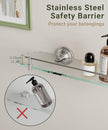20inch Glass Shelf for Bathroom, Brushed Nickel Bathroom Glass Shelves Wall Mounted, Stainless Steel Floating Glass Shelves Modern