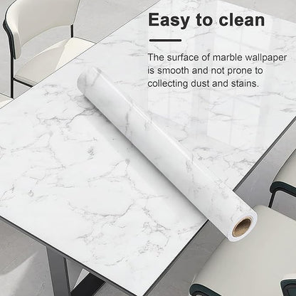Dimoon 11.8''x78.7'' Marble Peel and Stick Wallpaper White Granite Contact Paper for Countertops Waterproof Kitchen New Environmentally Friendly Materials Thickening Upgrade Renter Friendly Vinyl Wrap