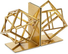 Juvale Gold Bookends - Heavy-Duty Metal Book Ends for Bookshelf Decor - Geometric Square Style for Decorative Books Display for Coffee Table & End Table Decor - 5 x 6 x 3 in, Pack of 2