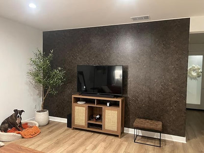 31"×354" Big Roll Large Size Extra Wide Thick Dark Brown Tan Grey Concrete Wallpaper Peel and Stick Vinyl Waterproof Glossy Charcoal Taupe Gray Concrete Cement Contact Paper for Bedroom Walls